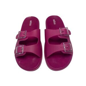 Melissa Womens 8 Wide Double Strap Buckle Accent Jelly Slide Sandals Beach